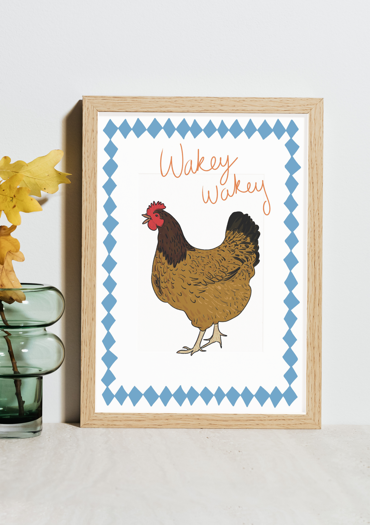Wakey wakey cockerel chicken art print