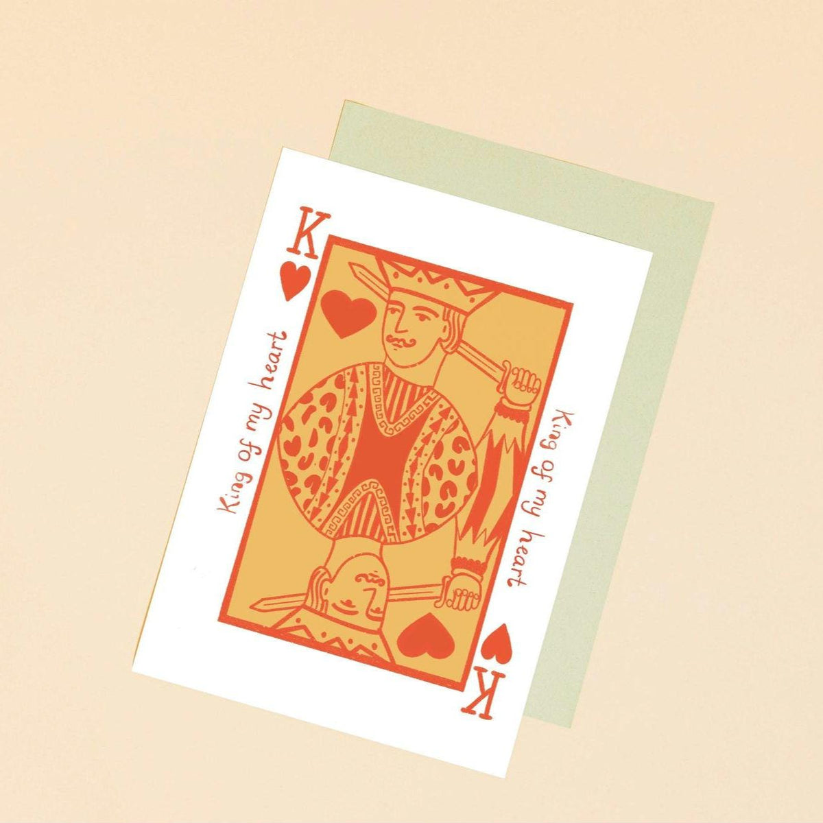 King of my heart love card. Illustrated greeting card. Birthday, anniversary, husband, boyfriend, partner