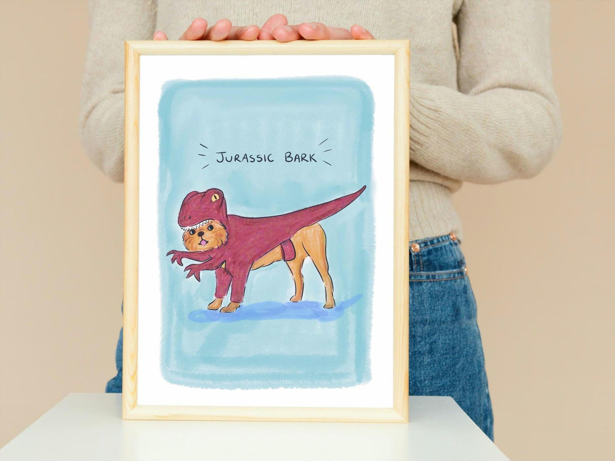 Dog Dinosaur Art Print: Jurassic Bark Illustration