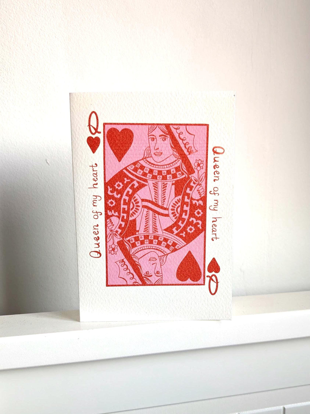 Queen of my heart love card. Illustrated greeting card. Birthday, anniversary, wife, girlfriend, galentine