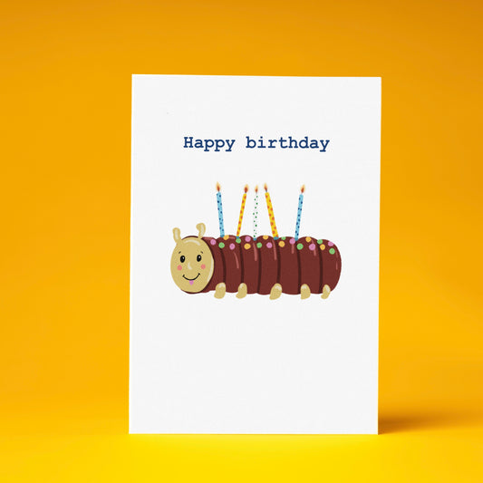 Caterpillar cake birthday card