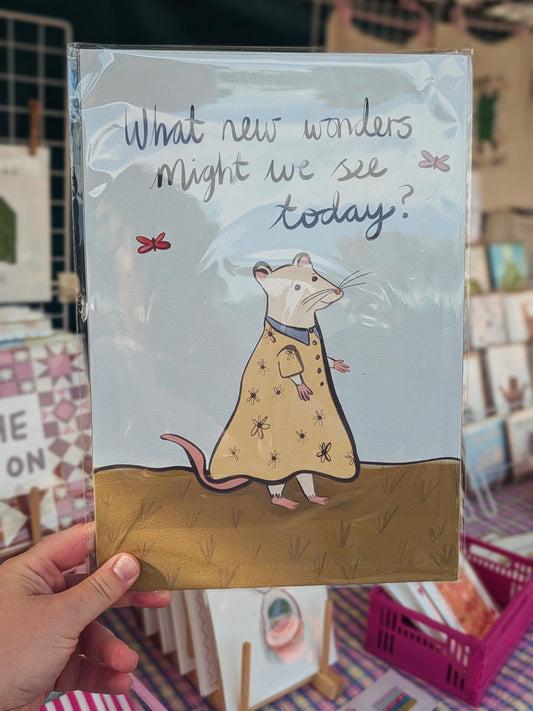 New wonders art print - Whimsical Rat illustration