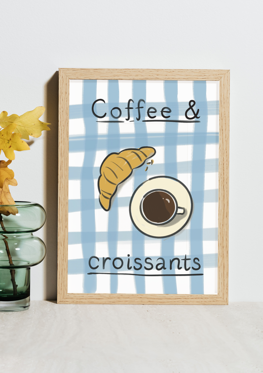 Coffee and croissants wall art print